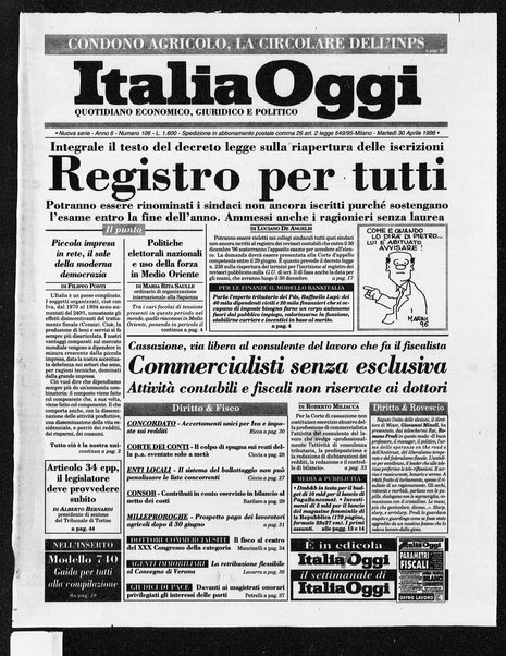 Italia oggi : quotidiano di economia finanza e politica